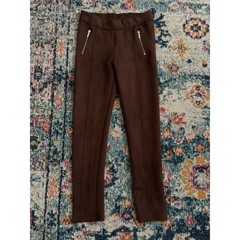 Janie & Jack Girls Brown Faux Suede Zipper Pants Size 10
